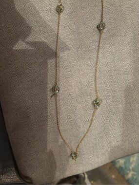kate spade Gold Long Station Necklace with Green Crystals